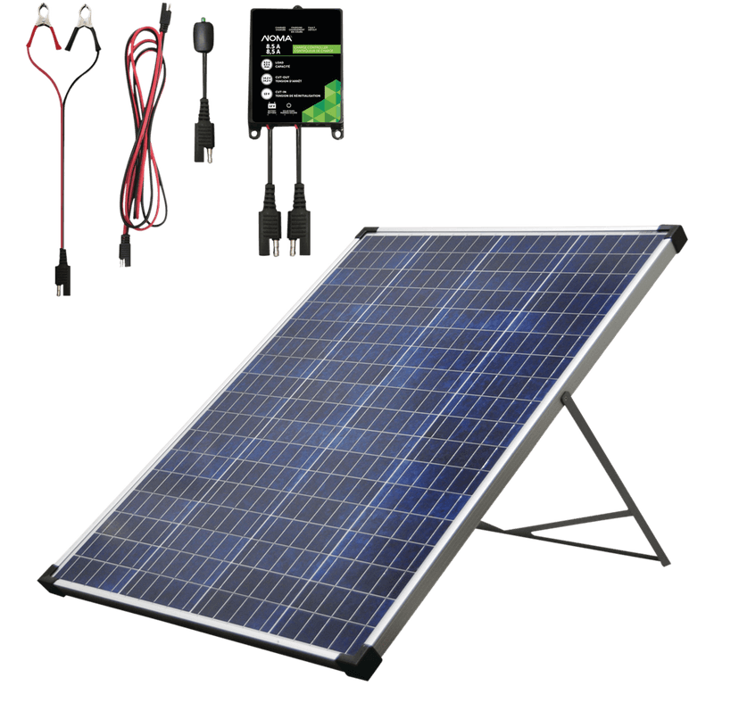 NOMA 100 Watt, 12V Crystalline Solar Panel Kit with Stand and Charge Controller