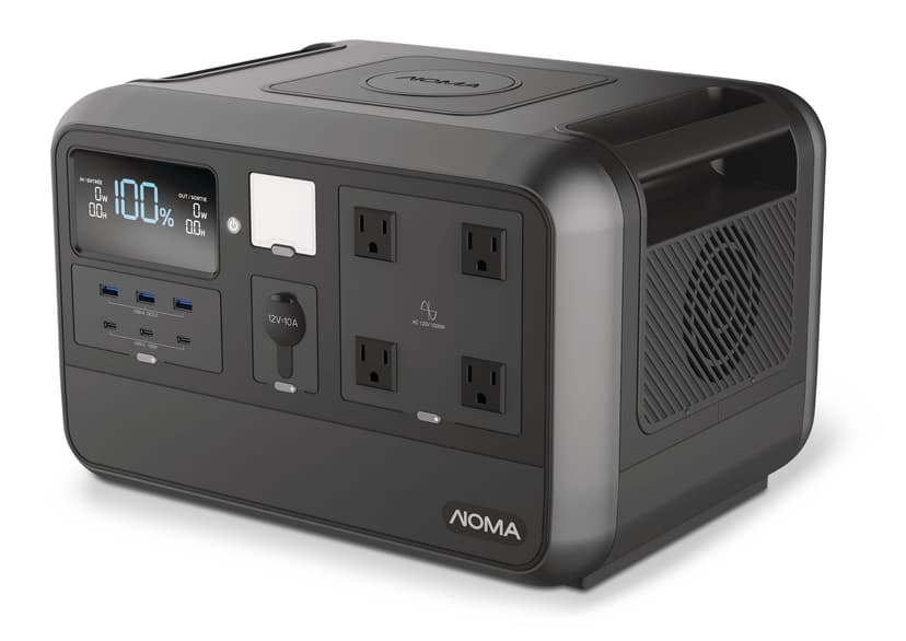 NOMA 1000W LFP Portable Power Station Inverter with Solar Charge Input & Built-In Wireless Charger