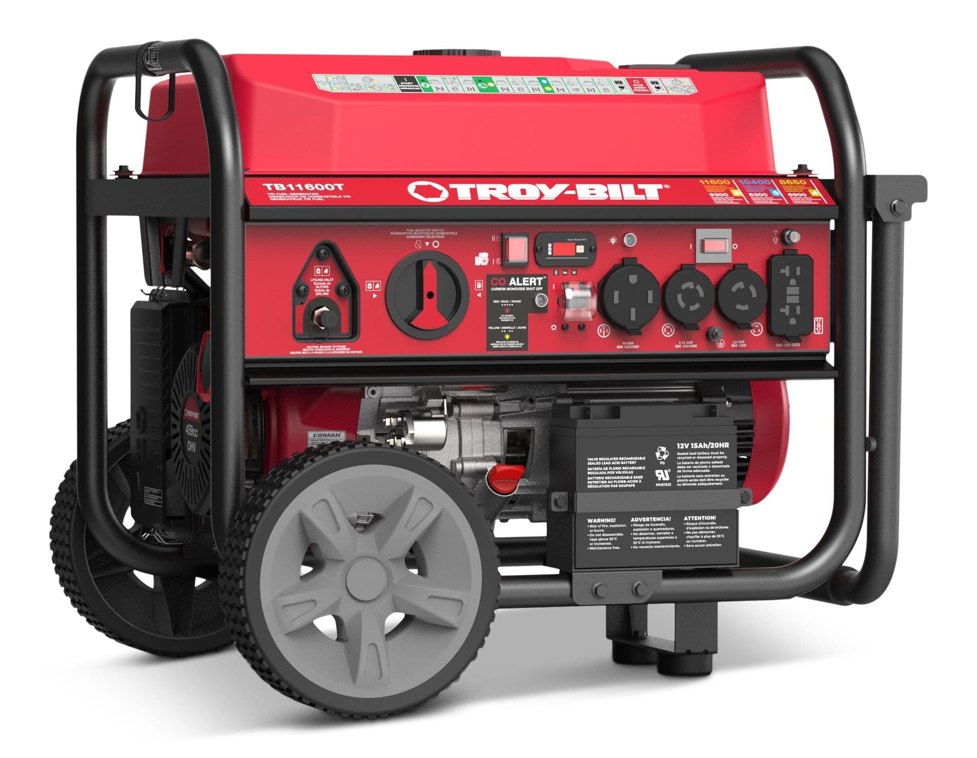 Troy-Bilt 9300W/11600W Tri Fuel Generator with CO Alert