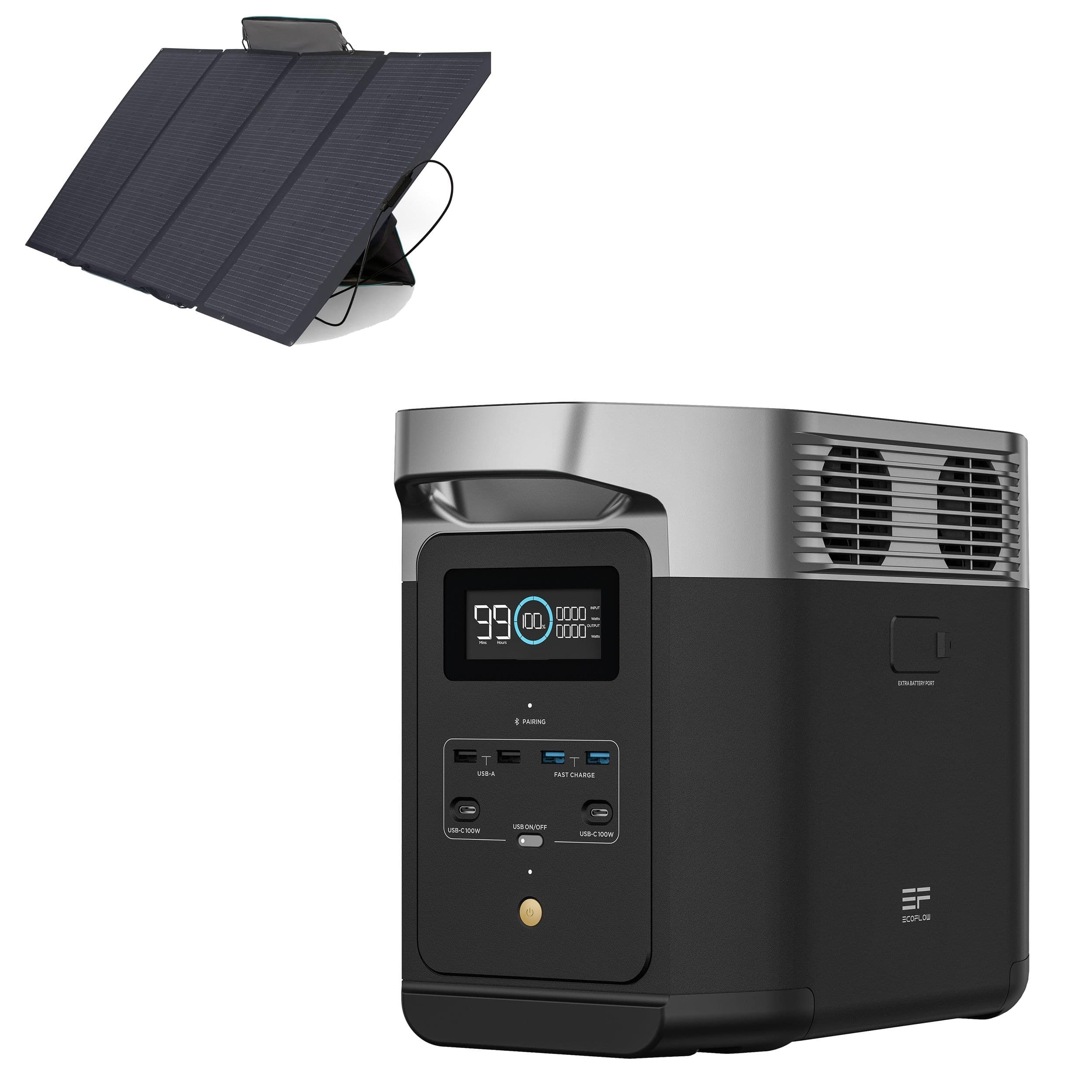 EcoFlow Delta 2 1800/2700W Battery Solar Generator with 400W Solar Panel Bundle