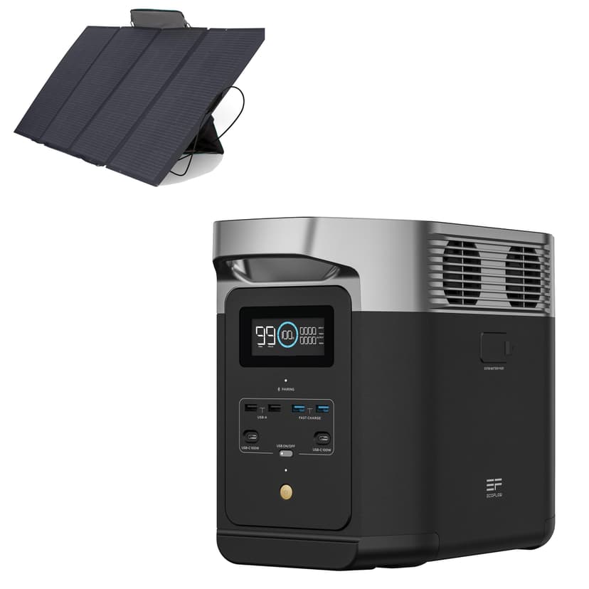 EcoFlow Delta 2 1800/2700W Battery Solar Generator with 400W Solar Panel Bundle