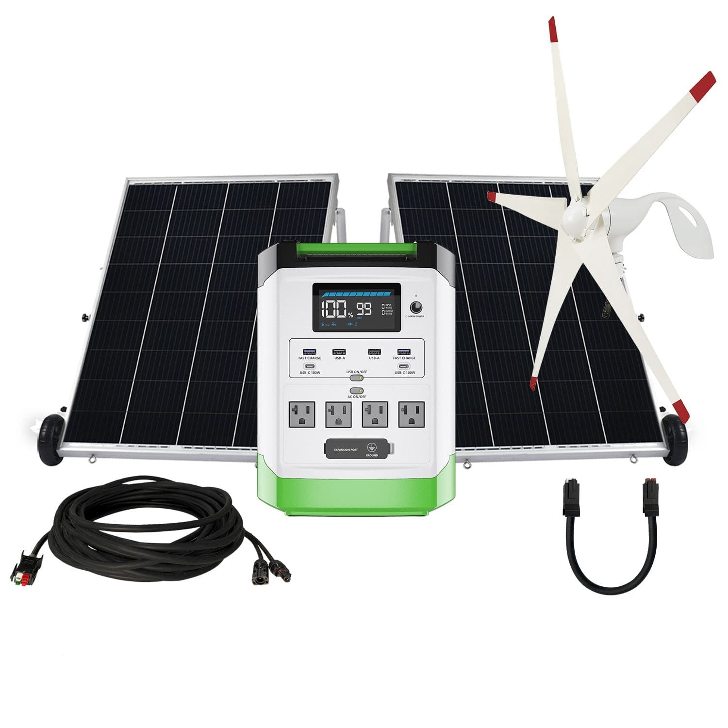Nature's Generator 1800W Running/3600W Peak with Panel and Wind