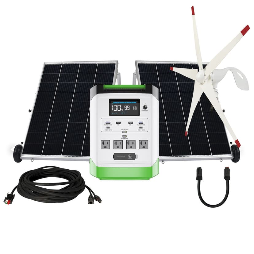 Nature's Generator 1800W Running/3600W Peak with Panel and Wind