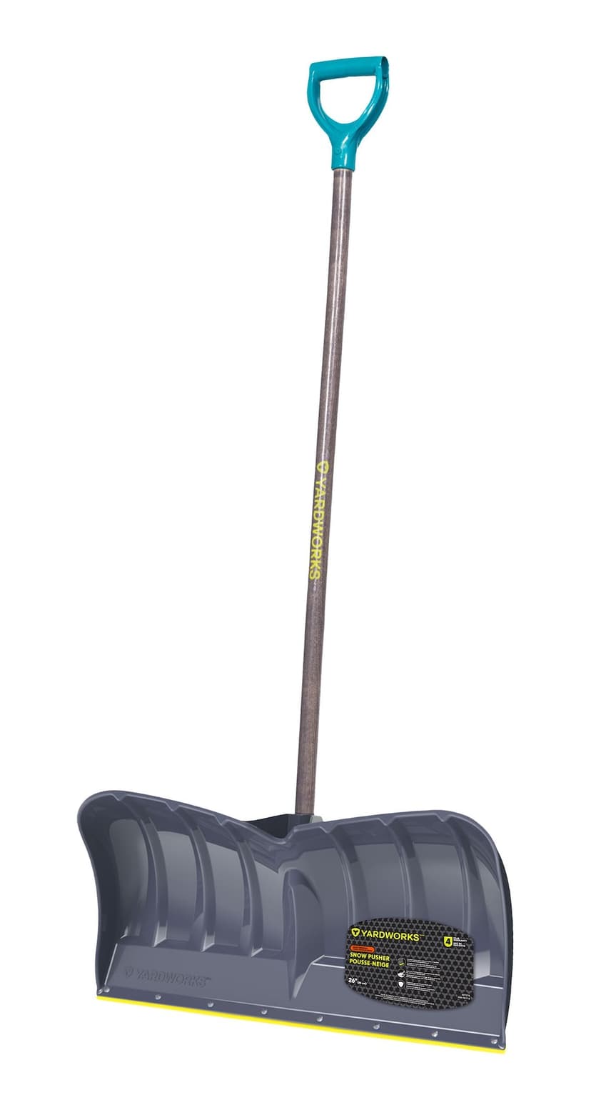 Yardworks Heavy Duty Snow Pusher Shovel with Nylon Wear Strip, 26-in