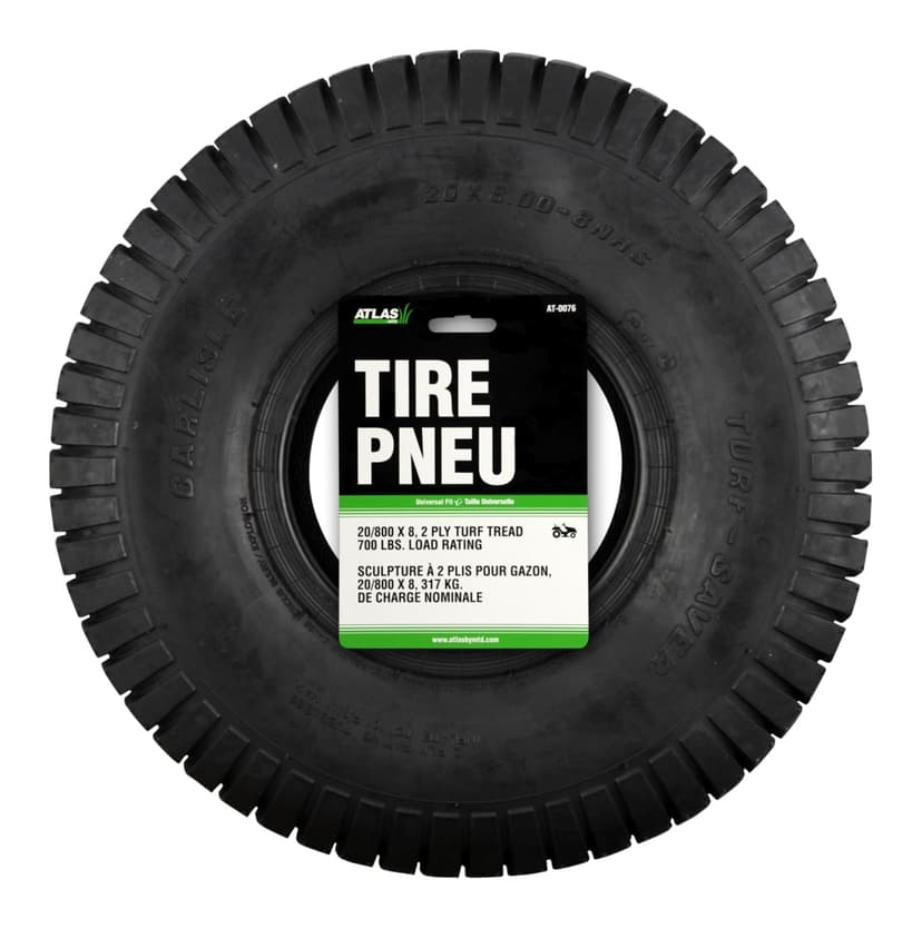 Atlas Turfsave Lawn Tractor/Riding Mower Replacement Tire, Load rating: 700 lb, 20 x 8-in