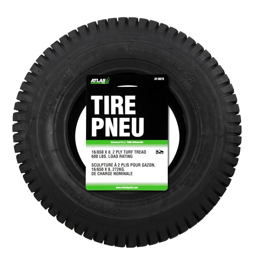 Atlas TurfSave Lawn Tractor/Riding Mower Replacement Tire, Load Rating 600 lb, 16-in x 6.50-in