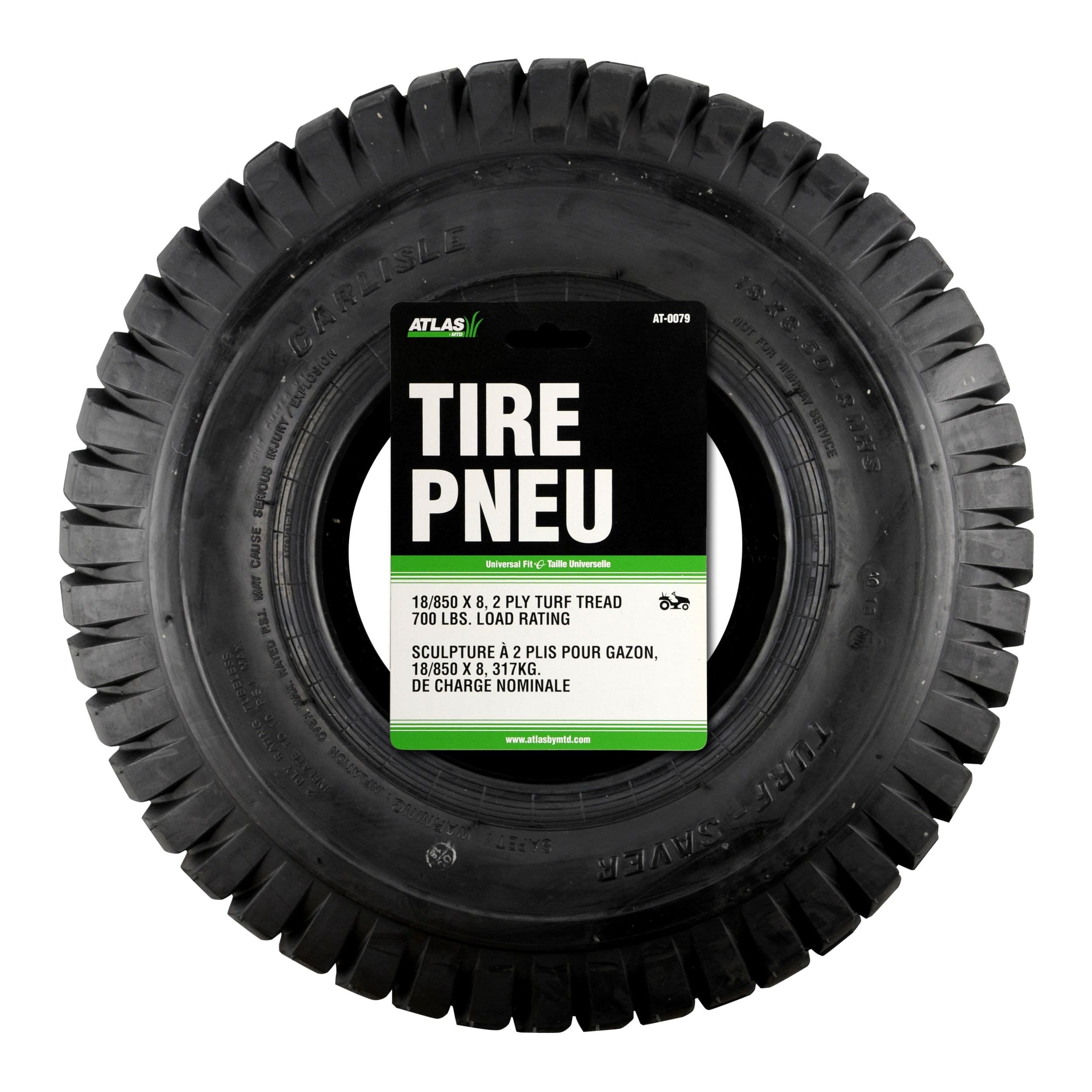 Atlas Turfsave Lawn Tractor/Riding Mower Replacement Tire, Load rating: 700 lb, 18-in x 8.5-in+, J882F882:I882