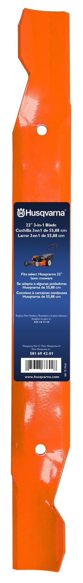 Husqvarna 3-in-1 Lawn Mower Replacement Blade, 22-in