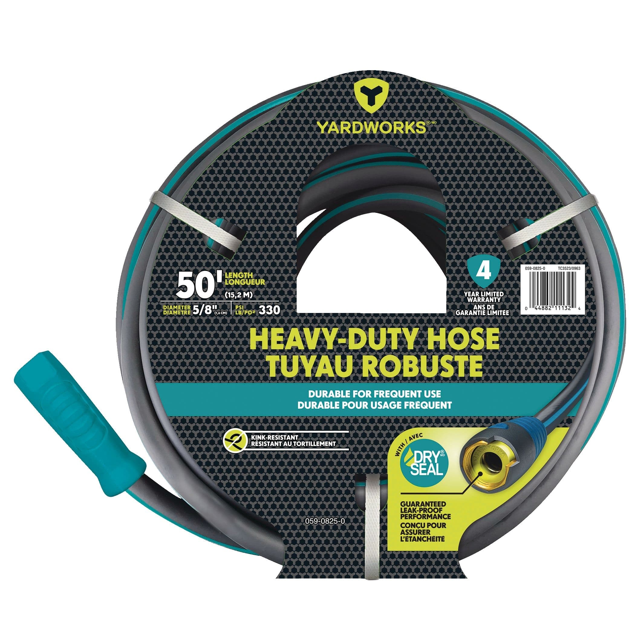 Yardworks Dry Seal Heavy-Duty PVC Hose with Grips, 50-ft
