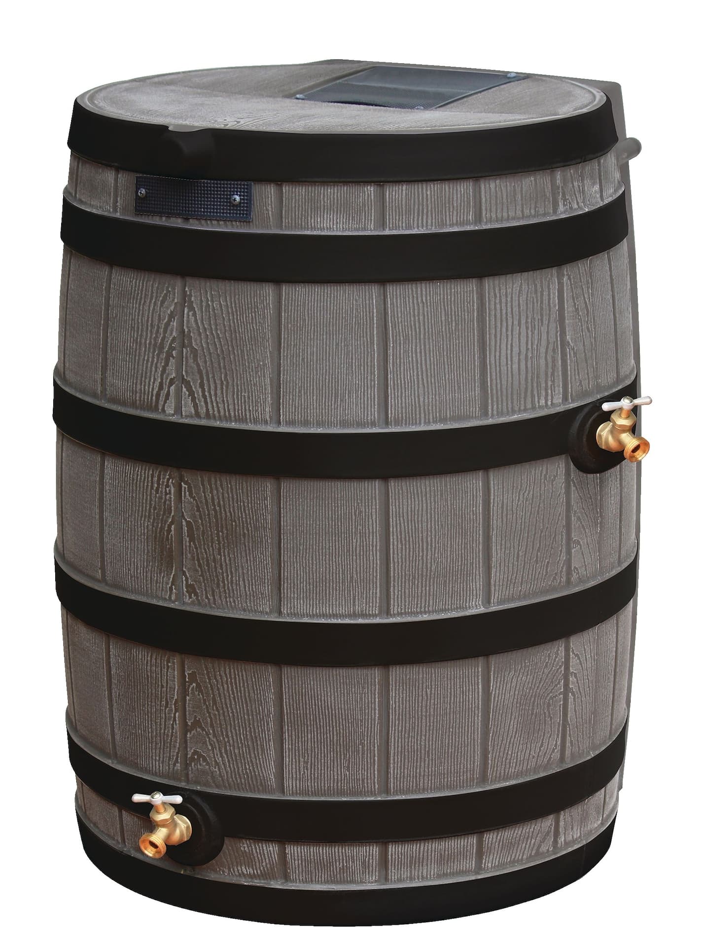 Good Ideas Whiskey Style Lightweight Compact Rain Barrel with 2 Brass Spigots, 190-L