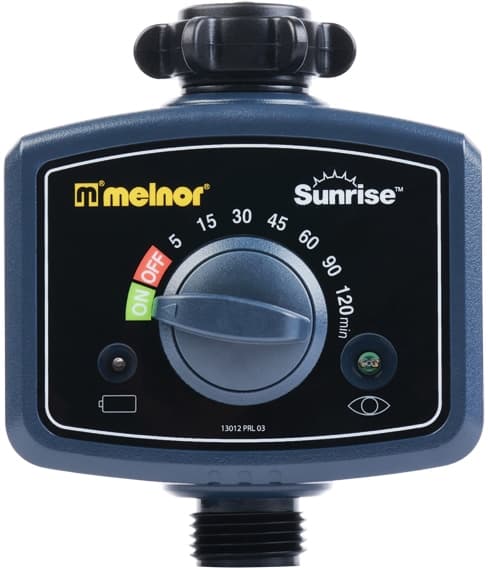Melnor Sunrise Once-A-Day Water Timer, Auto-On/Off, 5-120 min