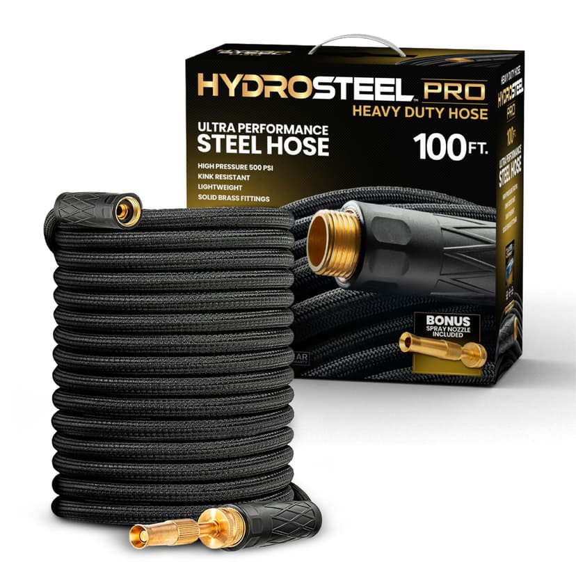 Hydrosteel Pro 3-Layer Garden Hose, 100-ft