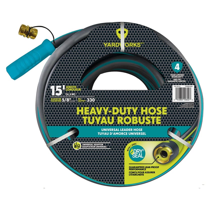 Yardworks Heavy Duty Universal Leader Utility Garden Hose, 15-ft