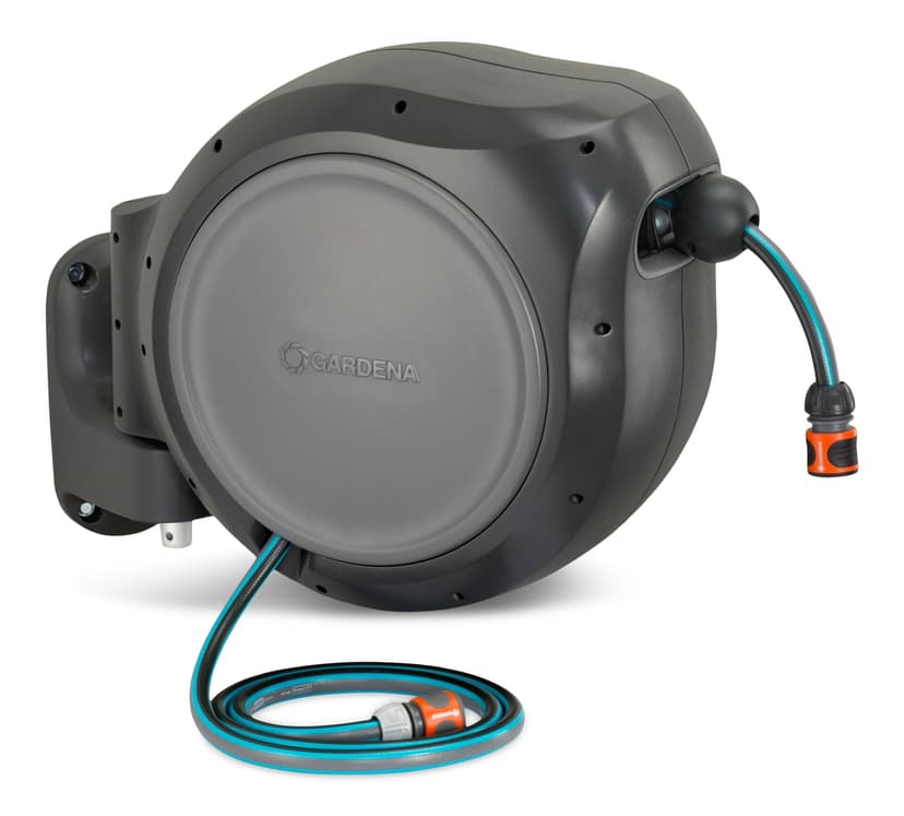 Gardena Wall Mounted Auto Hose Reel with Nozzle, 100-ft