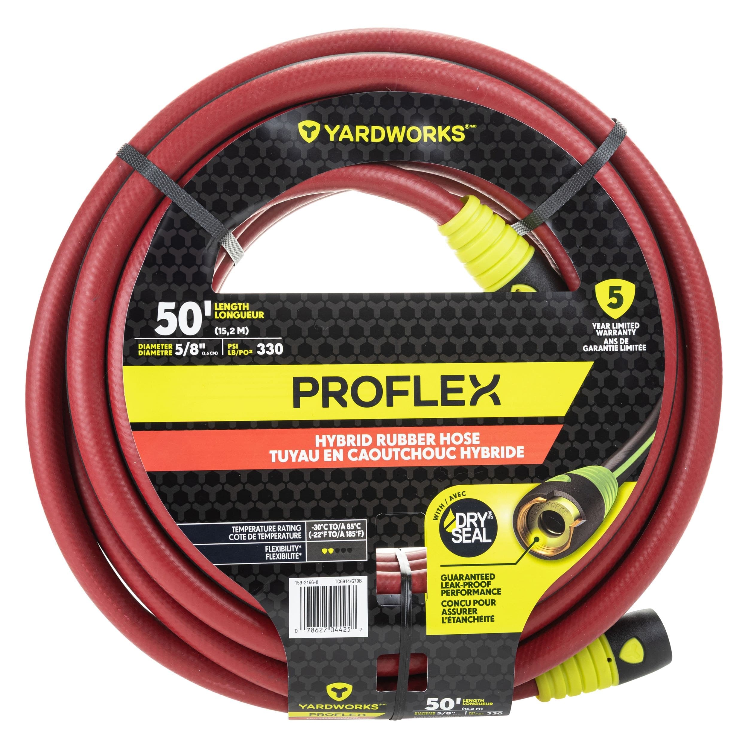 Yardworks ProFlex Dry Seal Heavy-Duty Hybrid Rubber Garden Water Hose, 50-ft