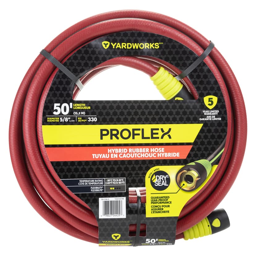 Yardworks ProFlex Dry Seal Heavy-Duty Hybrid Rubber Garden Water Hose, 50-ft