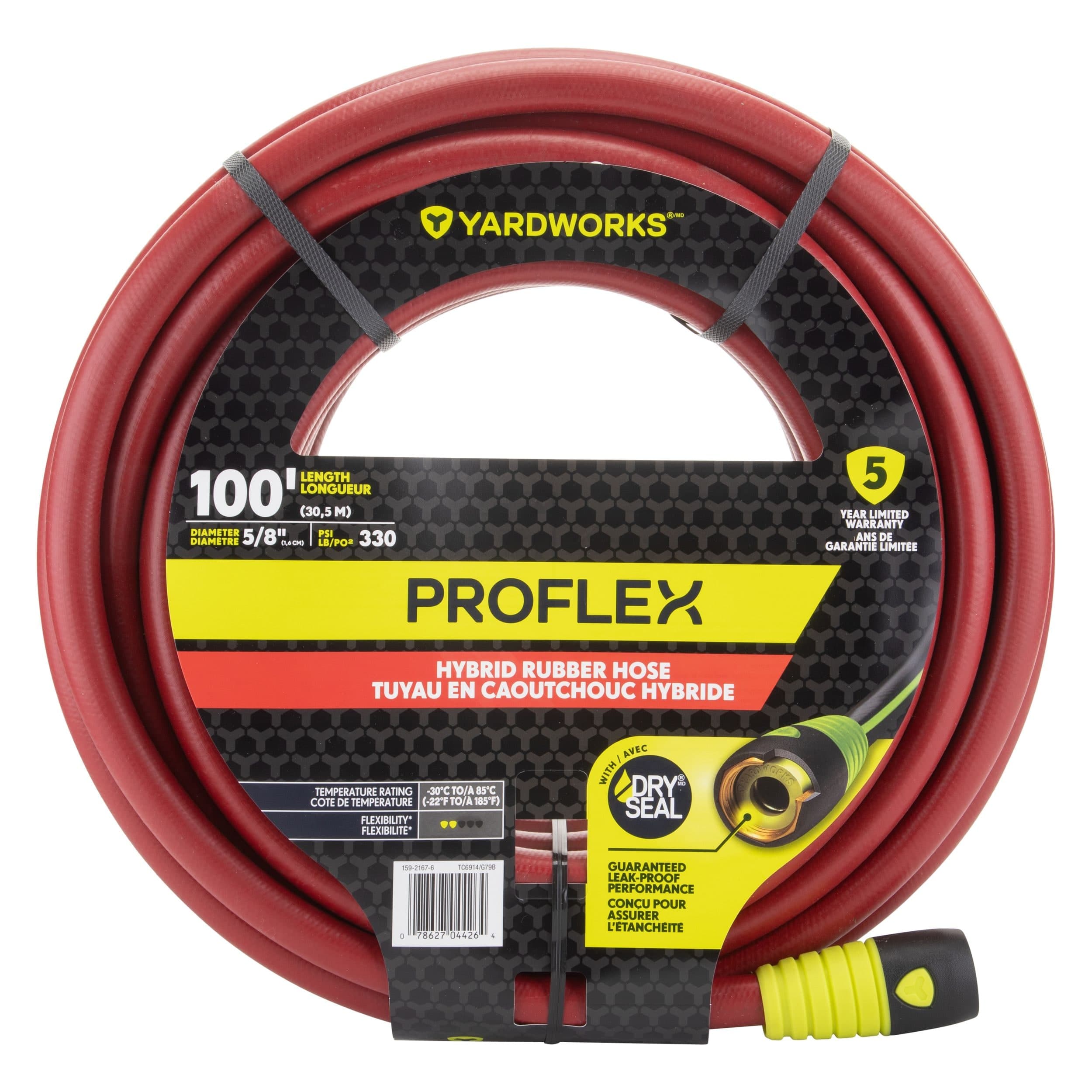 Yardworks ProFlex Dry Seal Heavy-Duty Hybrid Rubber Garden Water Hose, 100-ft