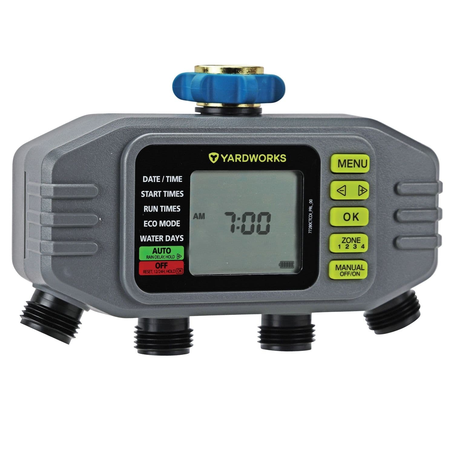 Yardworks Dry Seal Programmable Digital Water Timer with LCD Display, 4-Zone