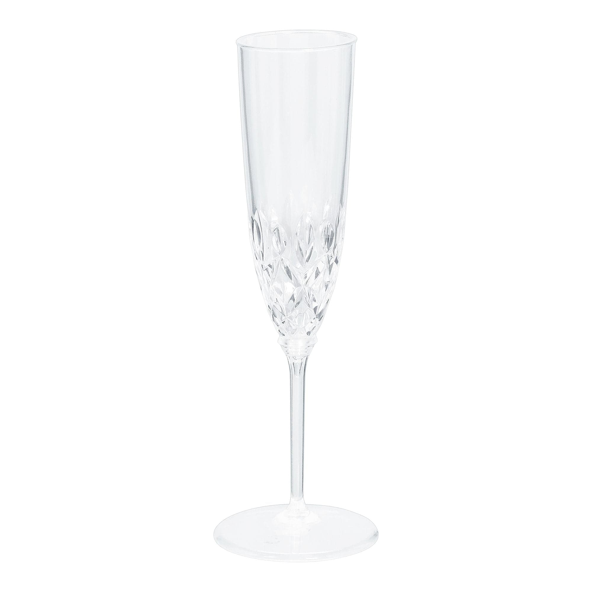 Crystal-Cut Plastic Reusable Champagne Flutes, Clear, 4.5-oz, 20-pk, for Christmas/Thanksgiving/New Year's Eve/Birthday Party