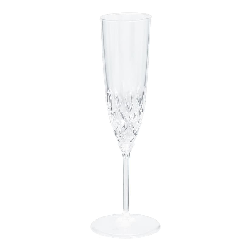 Crystal-Cut Plastic Reusable Champagne Flutes, Clear, 4.5-oz, 20-pk, for Christmas/Thanksgiving/New Year's Eve/Birthday Party
