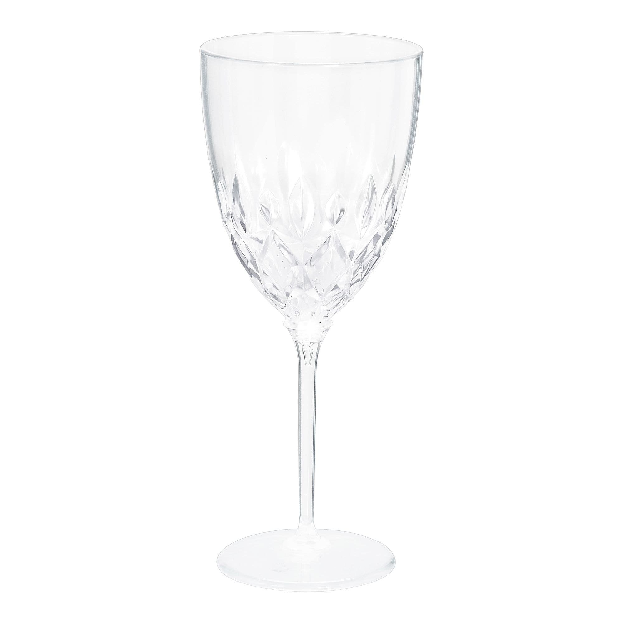 Crystal-Cut Plastic Reusable Wine Glasses, Clear, 8-oz, 20-pk, for Christmas/Thanksgiving/New Year's Eve/Birthday Party
