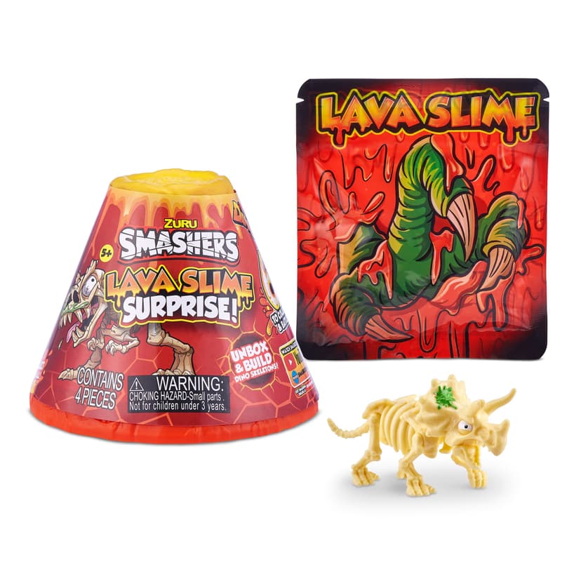 Volcano Lava Slime with Dinosaur Toy Favour, Multi-Coloured, 4-pk, Ages 5+, for Arts & Crafts/Birthday Favour
