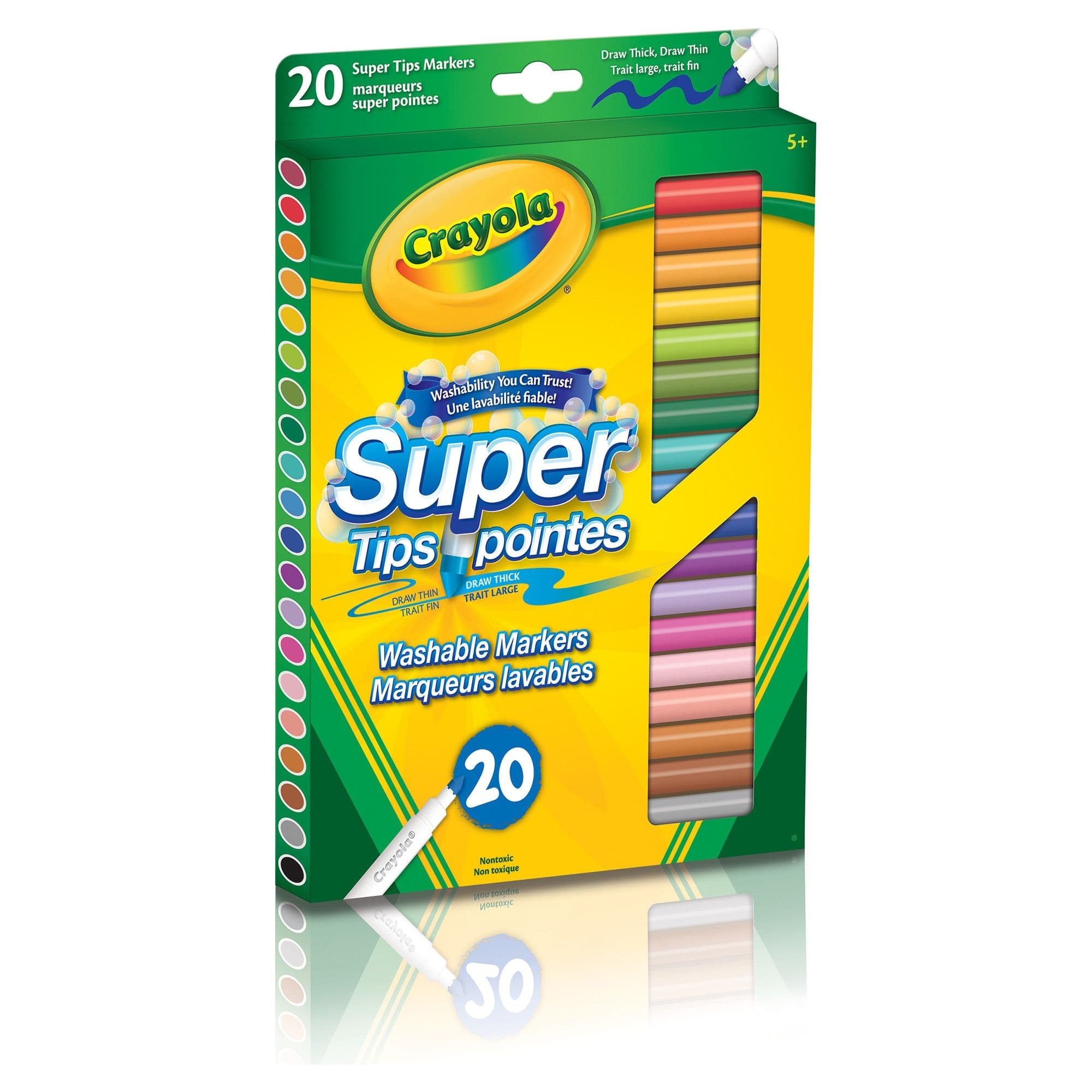 Crayola Super Tips Washable Coloured Drawing Markers, Multi-Coloured, 20-pk, for Arts & Crafts