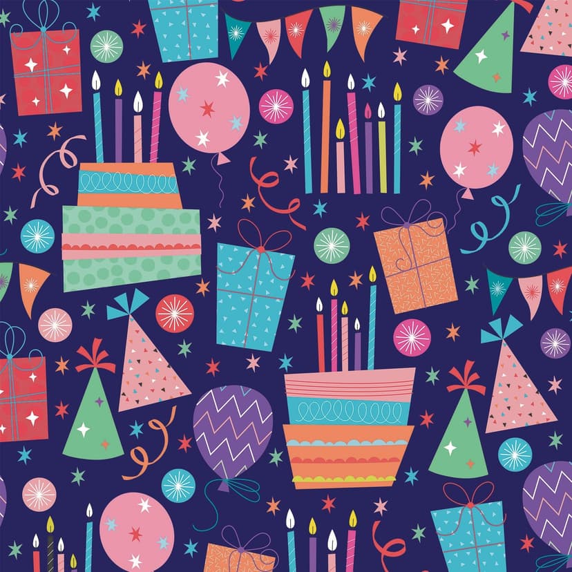 Gift Wrapping Paper, Blue/Pink, Birthday Candles, 16-ft, for Birthday Party