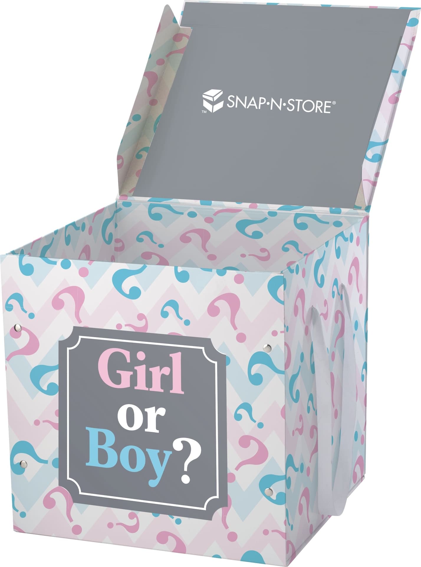 "Girl or Boy?" Large Reveal Box, Pink/Blue, for Gender Reveal