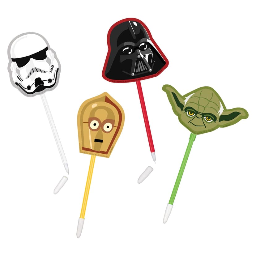 Disney Star Wars Galaxy of Adventures Darth Vader/Yoda/Storm Trooper Writing Pens, White/Green/Yellow, 8-pk, for Arts & Crafts/Birthday Favour