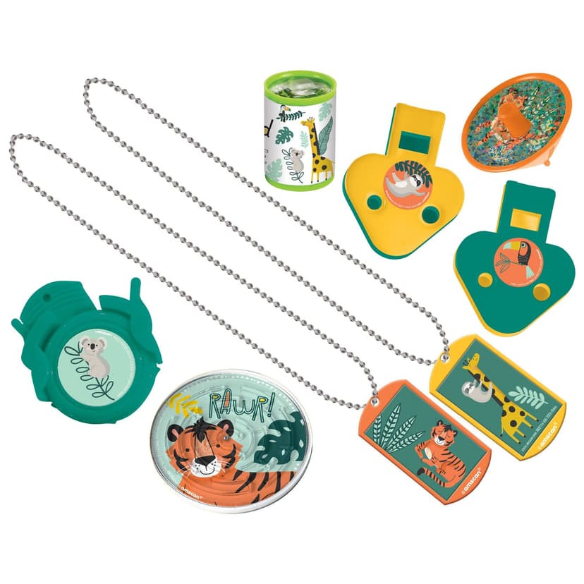 Get Wild "Rawr" Jungle Animals Mega Mix Party Favour Pack, Green/Orange/Yellow, 48-pk, for Birthday/Party Favour