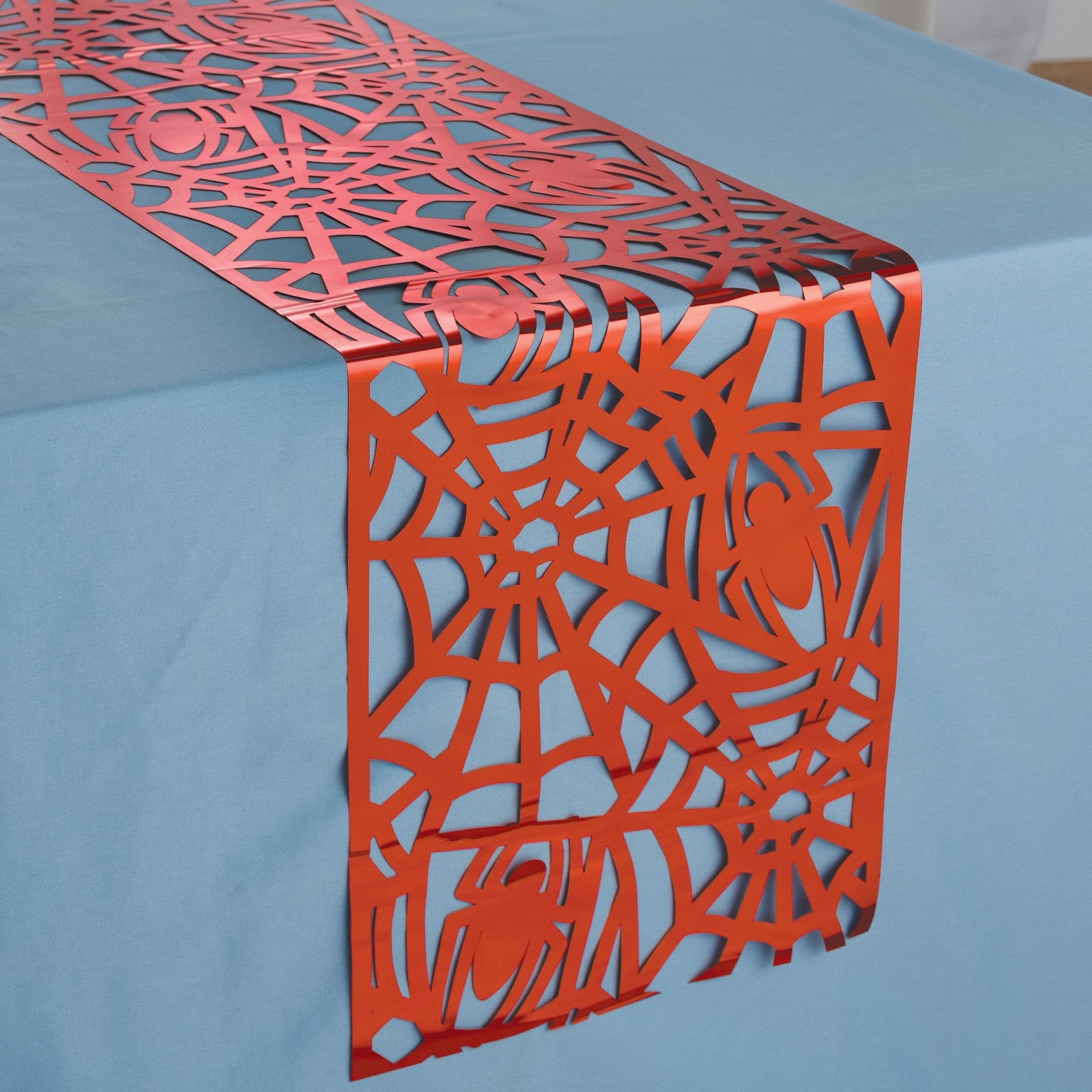 Disney Marvel Spider-Man Foil Rectangle Reusable Web Table Runner, Red, 54x96-in, for Birthday Party
