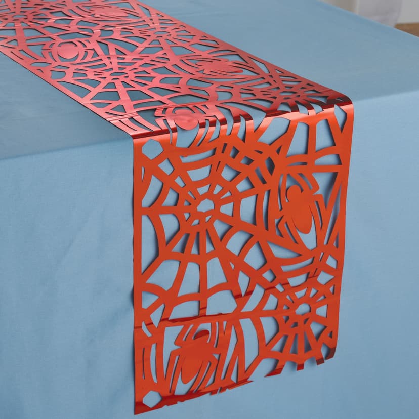 Disney Marvel Spider-Man Foil Rectangle Reusable Web Table Runner, Red, 54x96-in, for Birthday Party