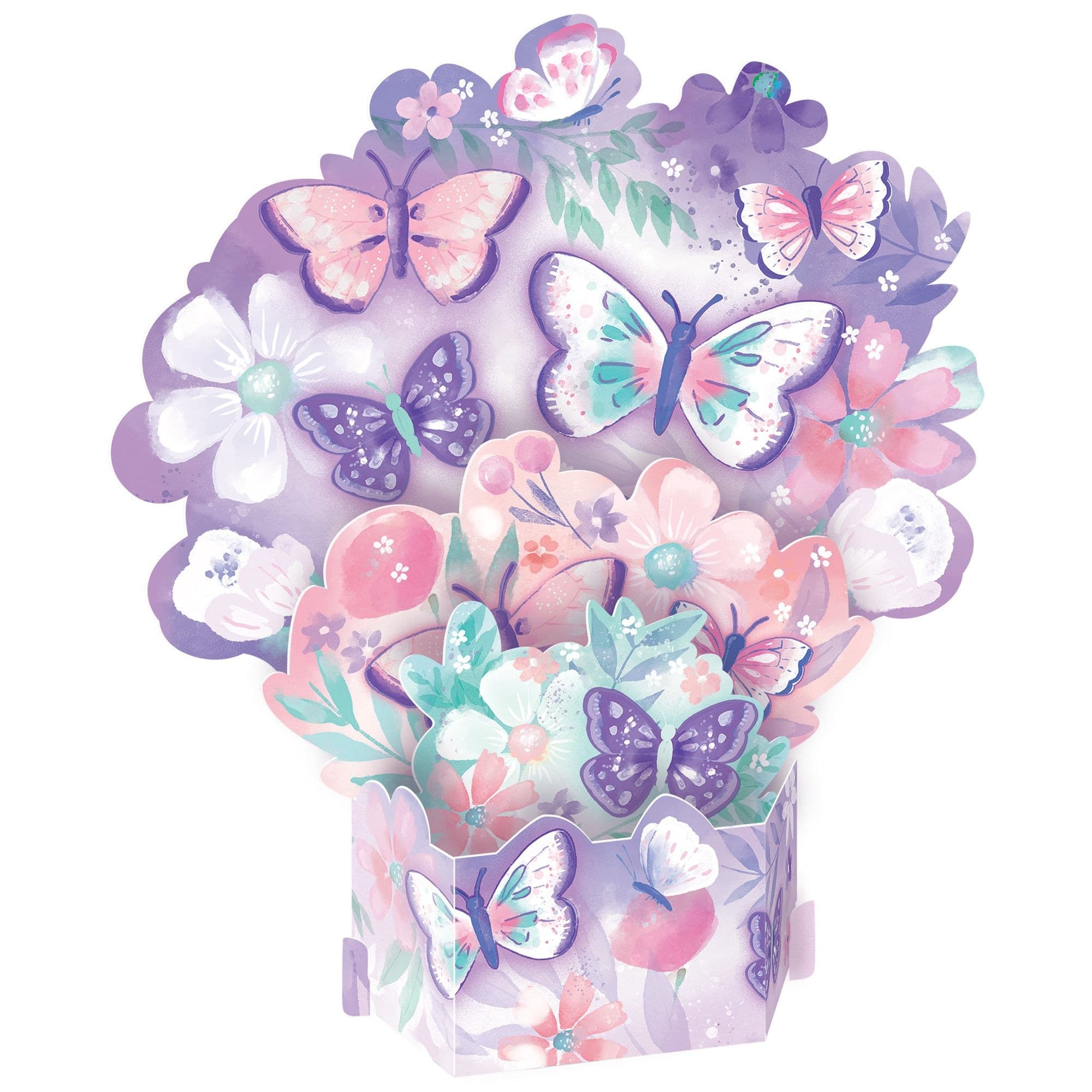 Flutter Butterfly Sign Table Centerpiece Decoration, Purple, 23.5-in, for Birthday Party