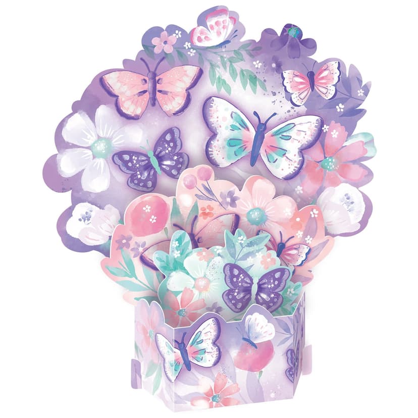 Flutter Butterfly Sign Table Centerpiece Decoration, Purple, 23.5-in, for Birthday Party
