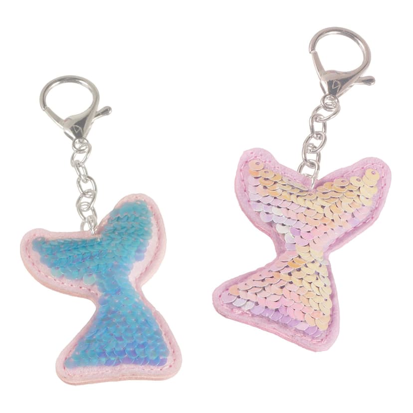 Shimmering Mermaids Sequin Keychains, Blue/Pink, 4-pk, for Birthday/Party Favour