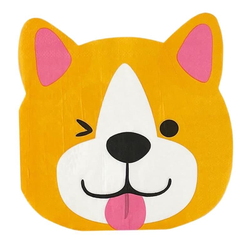 Dog Party Square Paper Disposable Lunch Napkins, Orange, 6.5-in,16-pk, 2-ply, for Birthday Party