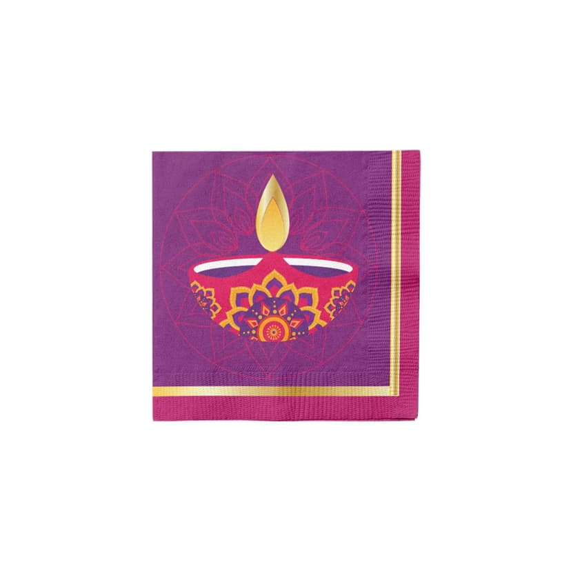 Sophistiplate Square Paper Disposable Beverage Napkins, Purple, 5-in, 20-pk, 3-ply, for Diwali