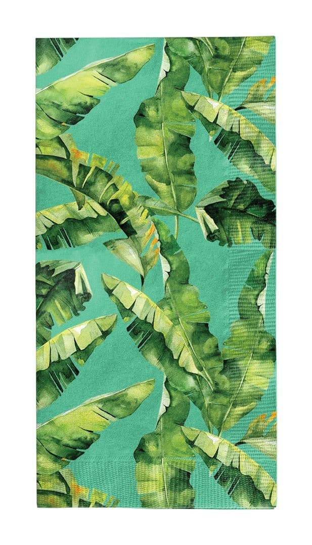 Sophistiplate Palm Spring Rectangle Paper Disposable Guest Towel Napkins, Green, 8-in, 20-pk, 3-ply, for Summer Party