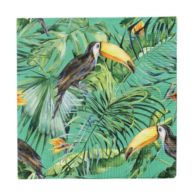 Sophistiplate Palm Spring Square Paper Disposable Beverage Napkins, Green, Palm Leaves, 5-in, 20-pk, 2-ply, for Summer Party