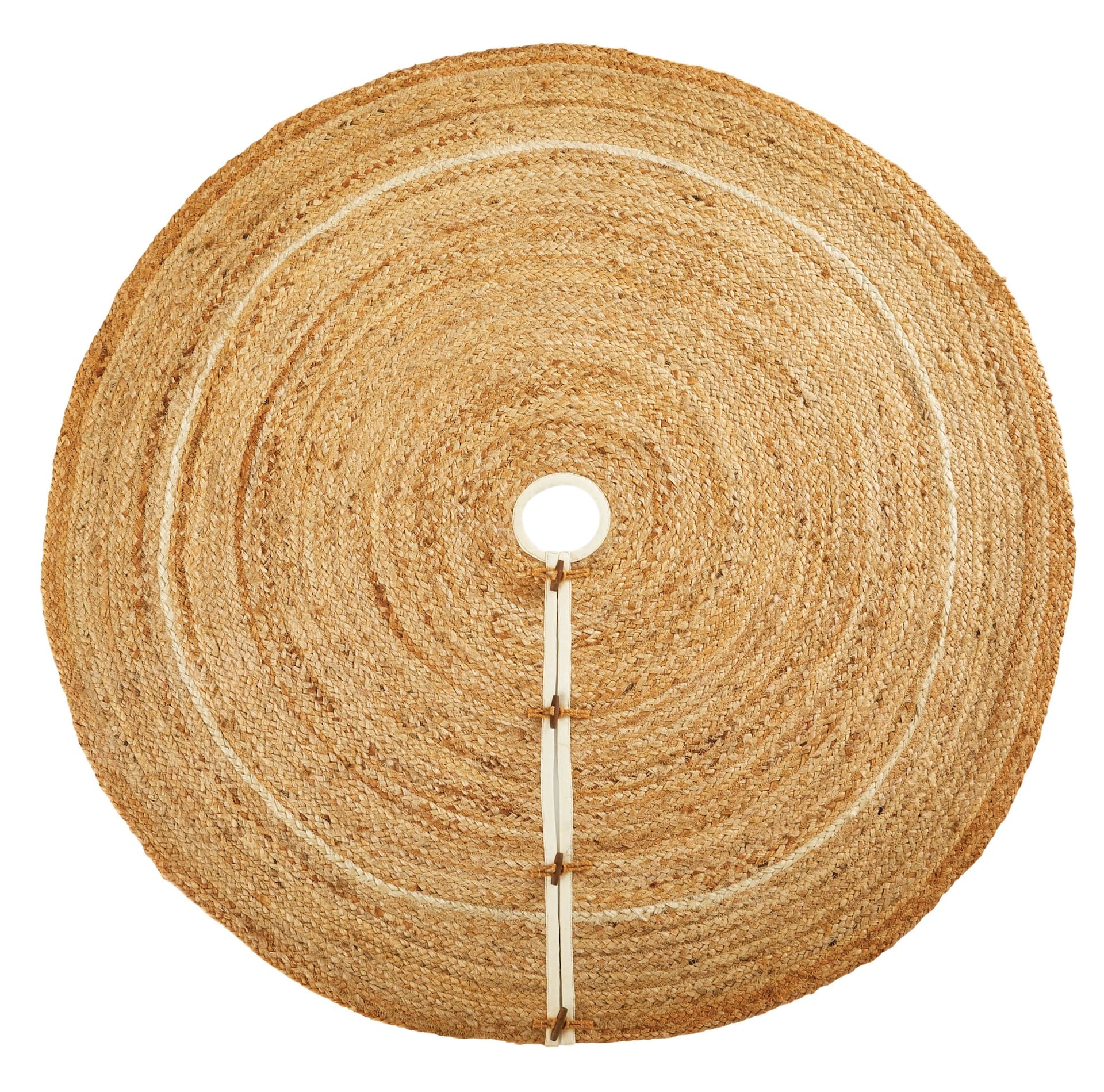 CANVAS Christmas Decoration Sisal Tree Skirt with Wooden Toggles, 48-in