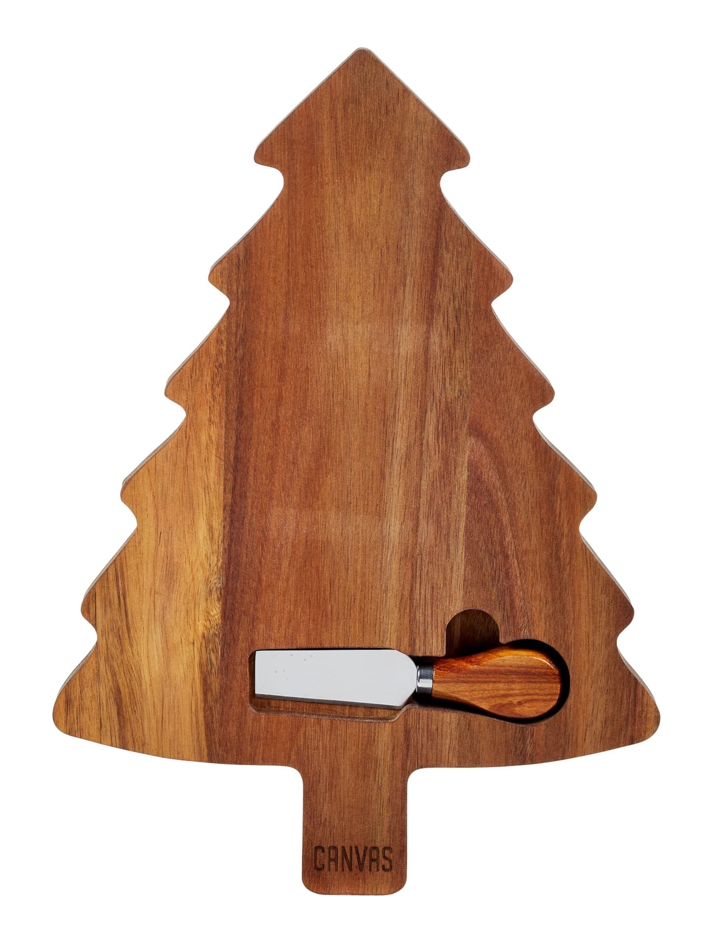CANVAS Canadian Christmas Collection Dinnerware Cheese Board & Knife Set, Acacia Wood
