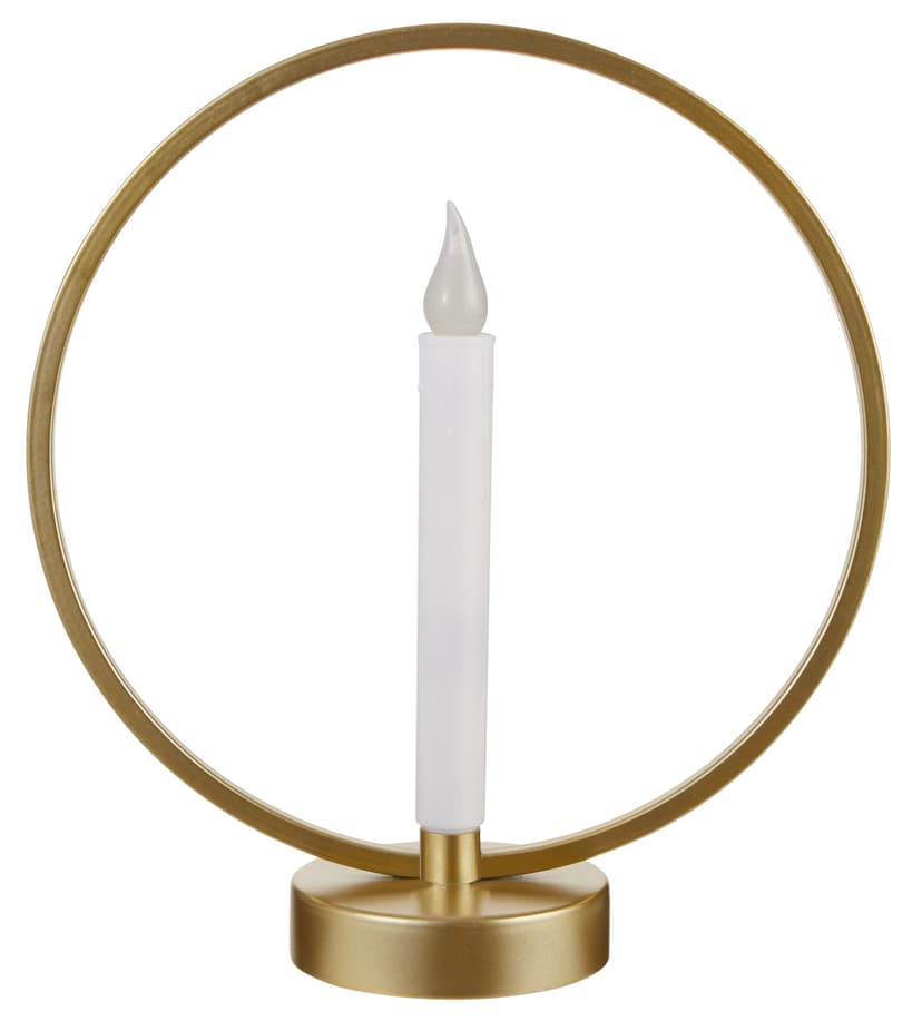 CANVAS Tabletop Christmas Décor Gold Circle Candelabra with a Single Flameless Candle, 10.6-in