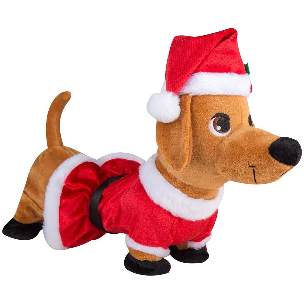 Animated Darling Dancing-Dapper Musical Christmas Decoration Dachshund in Santa Outfit, Plush