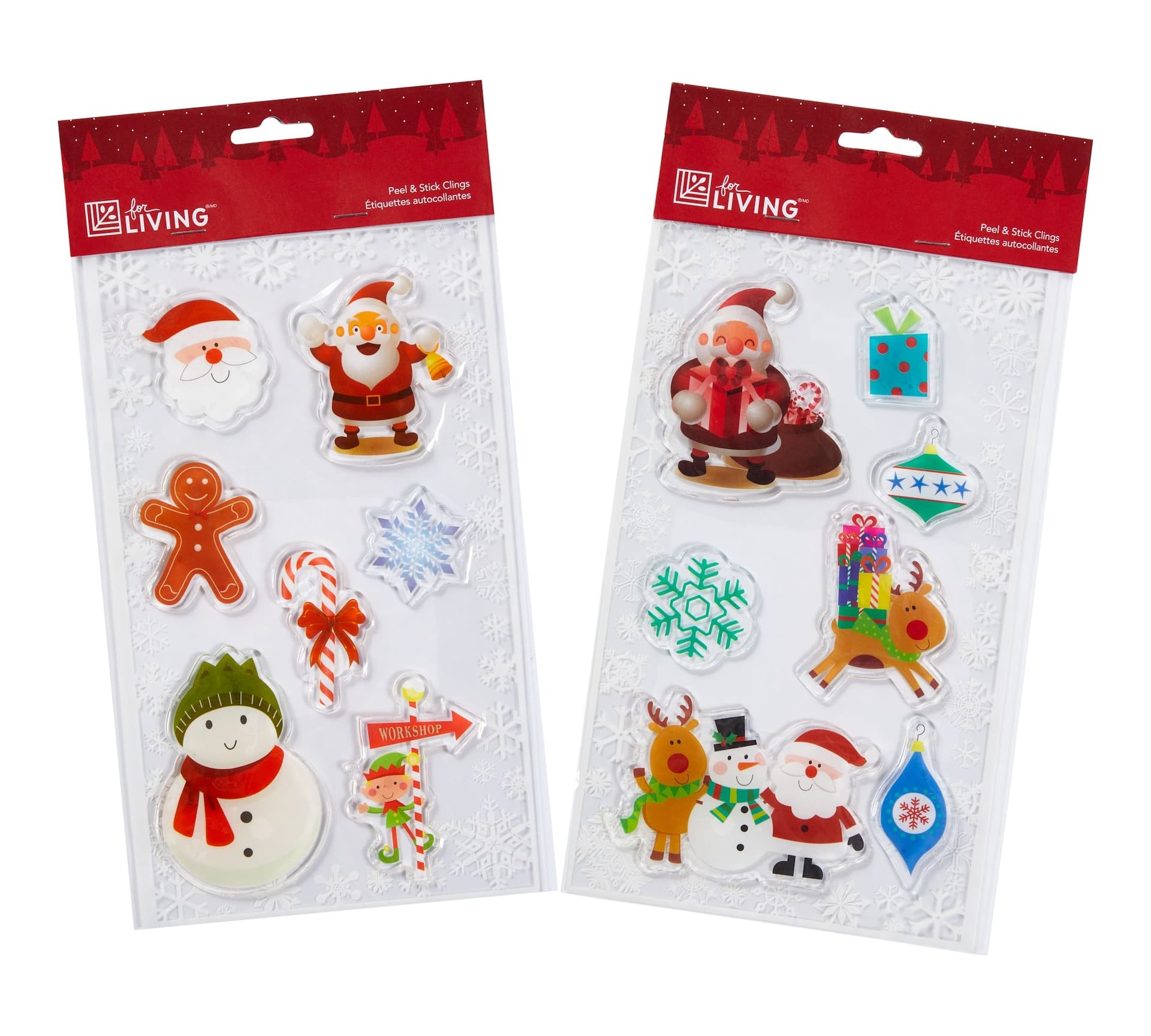 Design Group Christmas Wall/Window Gel Clings, Full Colour, Reusable, Random Design
