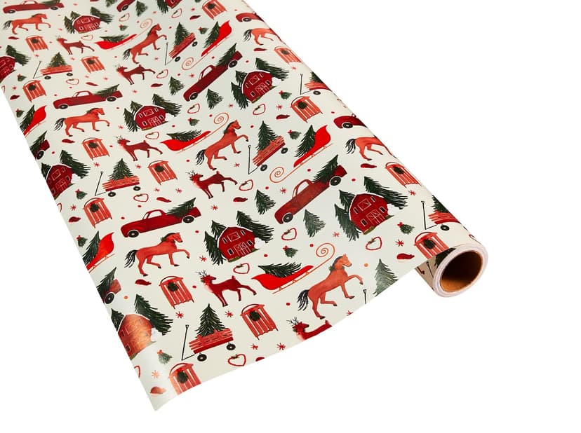 FOR LIVING Mega Roll Traditional Holiday Gift Wrap, Random Design, 100-sq. ft