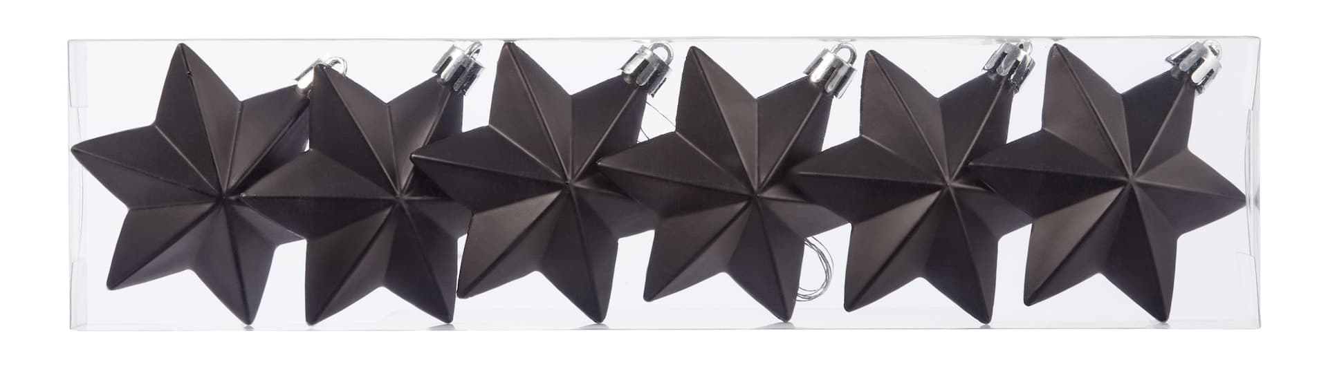 CANVAS Silver Collection Shatterproof Black Stars Ornaments, 6-pk