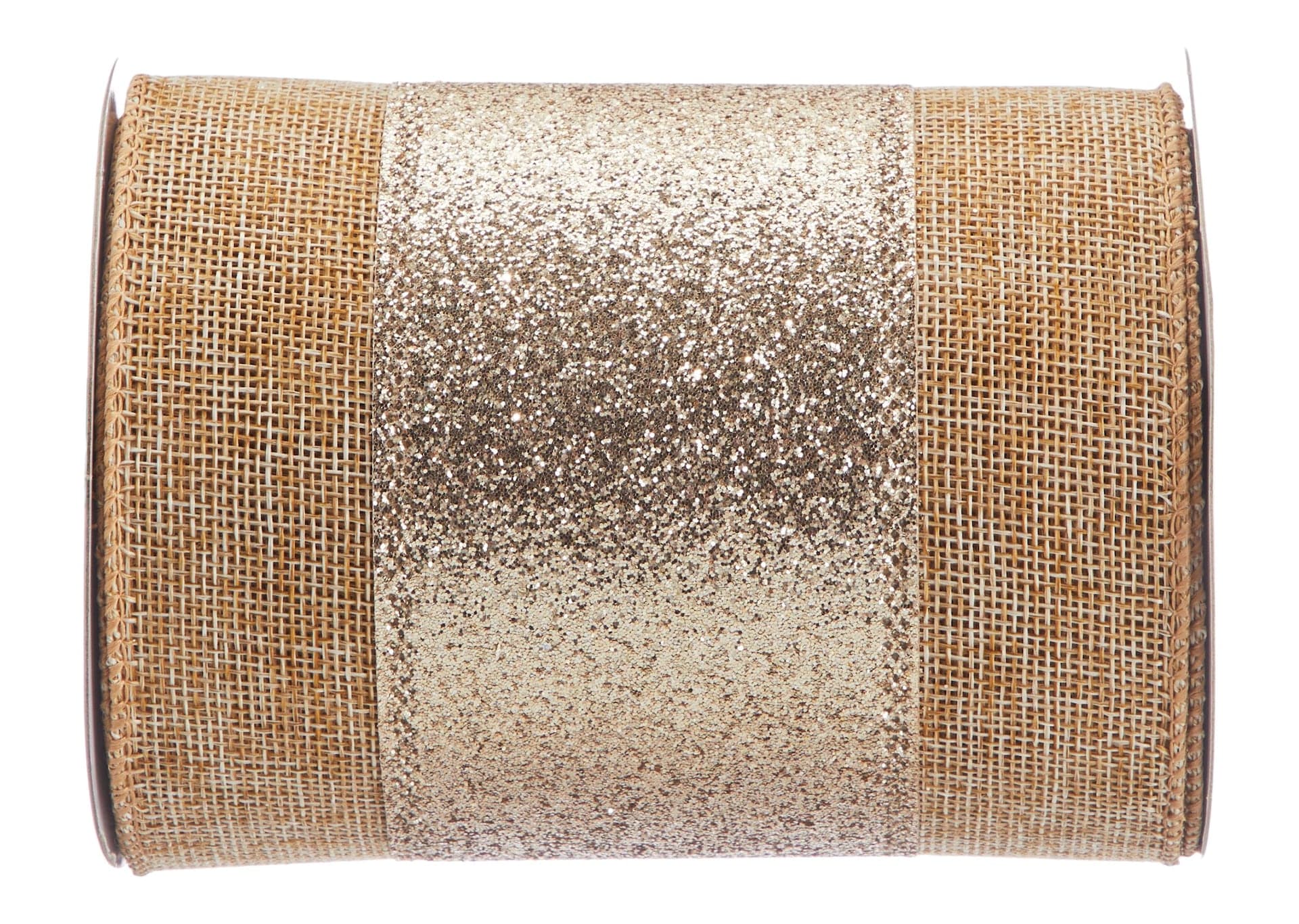 CANVAS Holiday Homecoming Trend Collection Burlap with Gold Stripe Ribbon