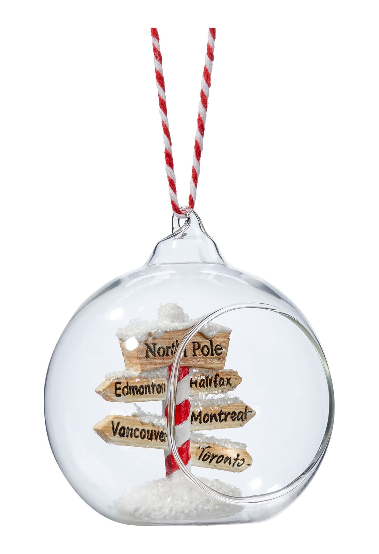 CANVAS Classic Christmas Collection North Pole Sign Ball Christmas Ornament, 3.3-in