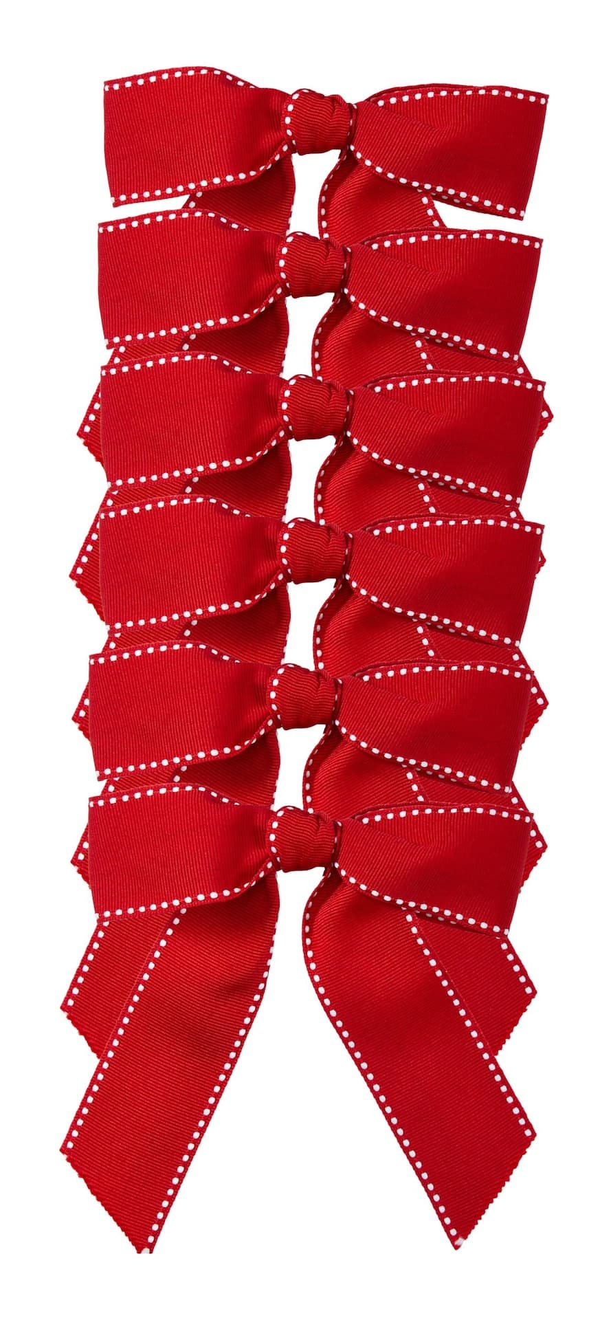 CANVAS Classic Christmas Collection Red Bows with White Stitching Christmas Ornament Set, 6-pk